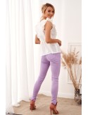 Pantaloni dama din denim lavanda 367 - Magazin online - Boutique